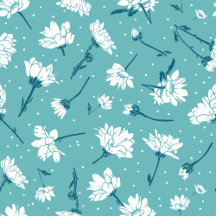 Elegant Floral Pattern - Teal & White Botanical