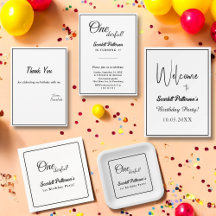 Elegant Simple Black And White Birthday Collection