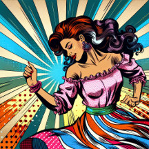 Beautiful Woman Dancing Salsa in a Pop Art Style