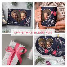 Christmas Blessings with Photo Inside Heart 