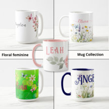 Floral and Feminine Custom Name Mugs