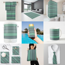 Winter Green And Gray Stripes On Watercolor Paper