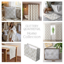 Light beige tones glittery quatrefoil pattern