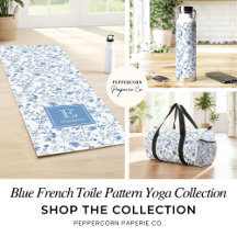 Elegant Blue French Toile Pattern Yoga Accessories