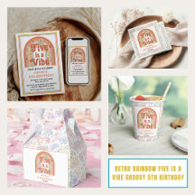 Retro Rainbow FIVE is a Vibe Groovy 5th Birthday 