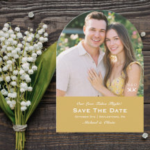 Travel Wedding Airplane Heart & Photo Modern Gold