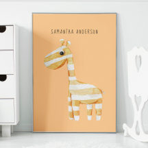 Modern Beauty Orange Giraffe With Name