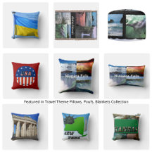 Travel Theme Pillows, Poufs, Blankets
