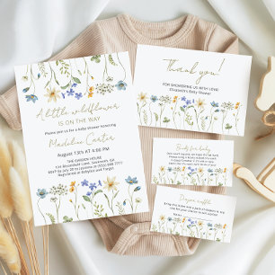Little Wildflower Minimalist Floral Baby shower Kaart