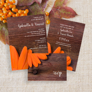 Rustige Oranje Daisy Ranch Wedding RSVP-kaart RSVP Kaartje