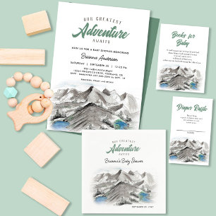 Adventure Mountains Baby shower Boeken voor Baby Informatiekaartje