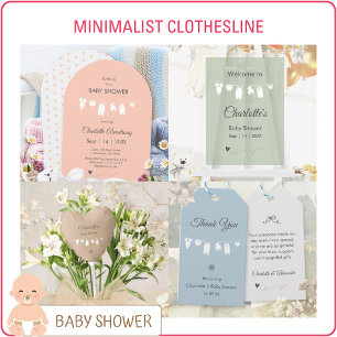 Lichtblauwe minimalistische Baby Boy Douche Uitnod Kaart