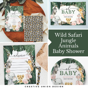 Wild Safari Oerwoud Animals Baby shower Paper Bord