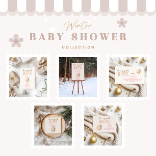 Roze Kerst Clothesline Diapper Raffle Informatiekaartje