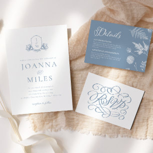 Botanische kuif Stoffig Blauw Monogram Kaart