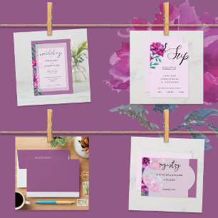 Elegante Monochromatische Pastel Paarse Gepersonal Uitnodigingen Wikkel