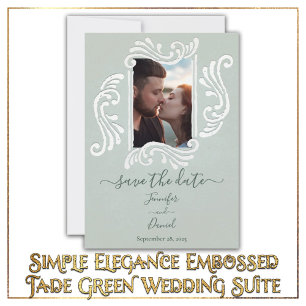 Elegant in reliëfdruk Jade Green Wedding Invitatio Kaart