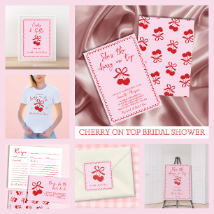 Kaarten & Geschenken Cherry Bow Hand getrokken Vri Poster