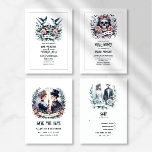 "Till Death Do Us Part" Gotische bruiloft RSVP Kaartje