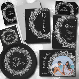 Silver Stars Merry Kerstfoto Feestdagenkaart