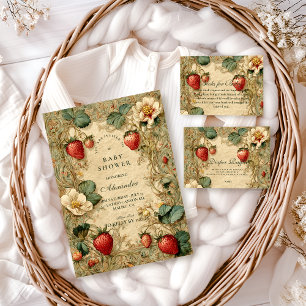 Aardbeituin Cottagecore Baby Shower Cadeauactie  Informatiekaartje