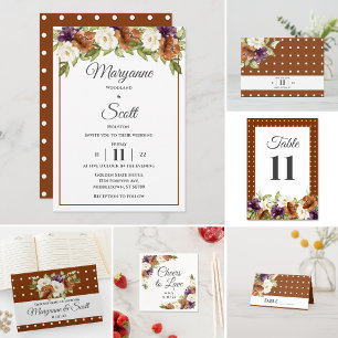 Chic Waterverf Floral Fall Wedding Uitnodiging