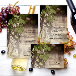 Natural Grape Leaves Vineyard Wedding RSVP Kaart