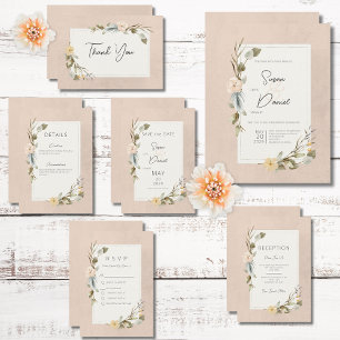 Gedroogde Boho Bloemen Lijst Blush Bruiloft Save The Date