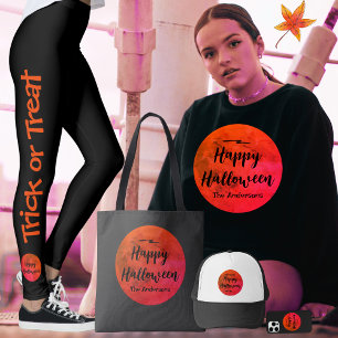 Stijlvolle zwart rood Sinaasappel maan Halloween v Hoodie