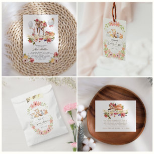 Schattigee bosdieren Baby shower advies Kaart
