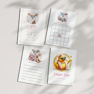 Chic Martini Cocktail Baby shower Advieskaart