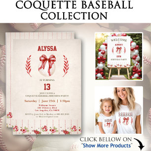 Coquette Baseball Bow Floral Meisje Naam Verjaarda Cadeaupapier