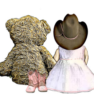 Lil' Cowgirl en Teddy Bear   Roze Baby shower Kaart