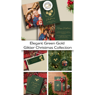 Elegant Groen Goud Glitter Krans Vrolijk Kerstfees Cadeaupapier