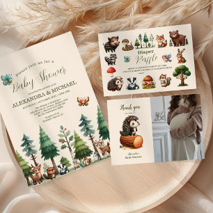 Foto Woodland Animals Baby shower Dank u kaart