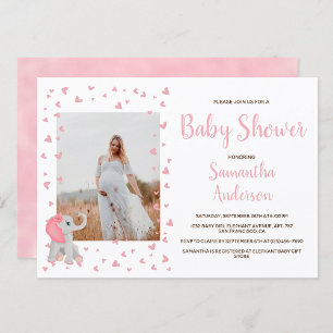 Girl Baby shower Blush Pink Elegant Foto Kaart