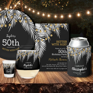 Budget Black en Gold 50th Birthday-uitnodigingen