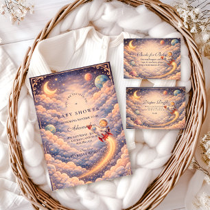 Hemelse astronaut wolken baby shower kaart