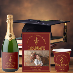 Maroon Gold Veterinary School Foto Afstuderen Aankondiging