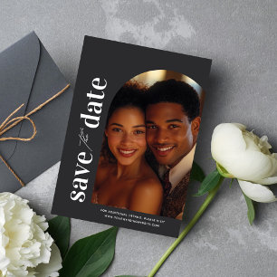 Limed Spruce Modern Arch Photo Save the Date Kaart