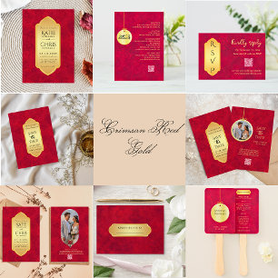 Elegant Crimson Gold Luxe Royal Kaart