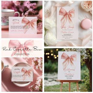 Schattigee Blush Roze Coquette Bow Girl Baby showe Kaart