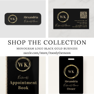 Zakelijk Monogram Logo Zwart Goud Notitieboek