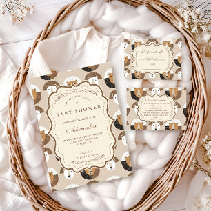 Scandinavische Safari Leeuwen Baby Shower Luier Ra Informatiekaartje