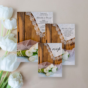 Rustige Witte Tulps Barn Wedding RSVP Reactie