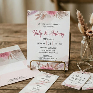 Elegante Roze en Champagne Boho Chic Wrap Uitnodigingen Wikkel