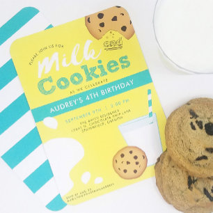 Melk & Chocolade Chip Cookies Uitnodiging voor ver