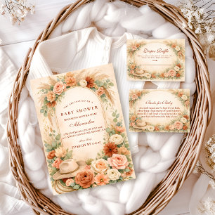 Boho Westerse Bloemen Baby Shower Luiers Raffle Informatiekaartje