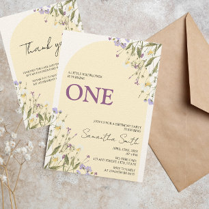 Kleine Wildflower Meisje's 1e Verjaardag Esthetisc Bedankkaart