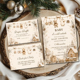 Neutrale Waslijn Baby Shower Luier Raffle Informatiekaartje